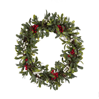 Mixed Colour Mistletoe Berry  LED Wreath 40cm