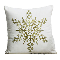 Natural White  With Gold Snowflake Cushion  40x40cm