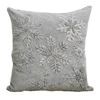 Grey with  Slub Snowflake Cushion 50x50cm
