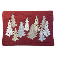 Red With Trees Cushion 50x35