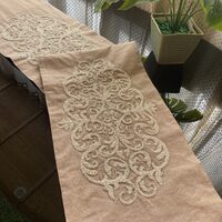 Beige and Pearl  Beaded Table Runner 32  x 210cm