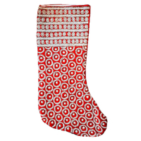 Red  Pearl and Bead Decorative Christmas Stocking