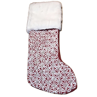 Red and White  Pearl Embroidered  Flower Christmas Stocking