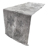Grey Snowflake Appliqued Table Runner 40  x180cm