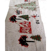 Embroidered Christmas Village Table Runner