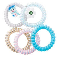 Festive Spiral Hair Ties 5 pk Sphere Blue Silver