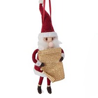 Wool Santa with Scroll  Hanging Decoration