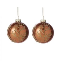 Copper Filigree 8cm Glass Hanging Ornaments 2pc
