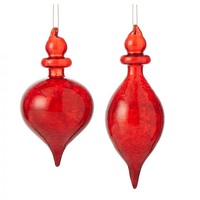 Red Glass Finial Hanging Ornaments 2 pc