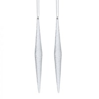 White Frosted Glass 18cm Icicle Hanging Ornaments 2pc