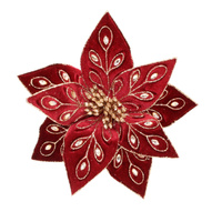 Burgundy Peacock  Poinsettia Clip on Flower  28cm