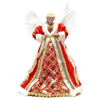 Red and Green Angel Tree Topper 40cm