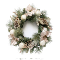 Champagne Poinsettia Wreath 60cm