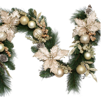 Ivory and Champagne Poinsettia Garland 180cm