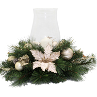 Ivory and Champagne Poinsettia 1 Lite Christmas  Candle Holder