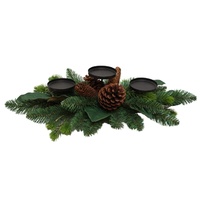 Natural Pinecone and Greenery Candle Holder 