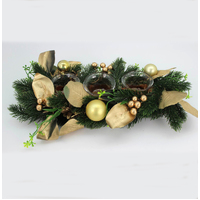 Green and Gold Leaf  3 Tealight Candle Centrepiece