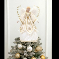 Ivory and Gold Angel Christmas Tree Topper 40cm