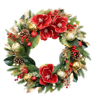 Magnolia Crimson Bliss LED Christmas Wreath 60cm