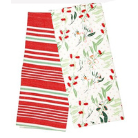 Merry Blossom Red  Tea Towel  2pk  45 x 70