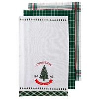 Christmas Tradition Tea Towel  3pk Green 45 x 70