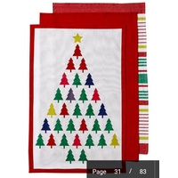 Bright Xmas Tree Tea Towel 3pk  45 x 70cm
