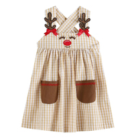 Mustard and White Check Reindeer Dress 18-24 months
