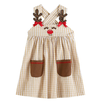 Mustard and White Check Reindeer Dress Size 2