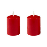 Red Wax LED Pillar Candle  2pc