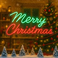 Merry Christmas Sign Neon Red Green Plug In