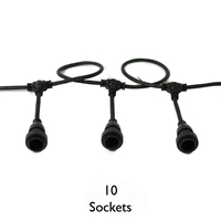 Festoon - 10 Hanging Sockets - Black Lead 