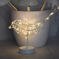 White Wire Tabletop LED Robin