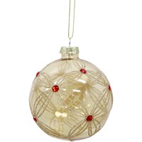 Amber Ruby Glass Hanging Bauble 8cm 6pk