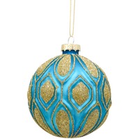 Prussian Blue  Glass Hanging Bauble 8cm 6pk