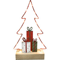 Red LED Christmas Tree with Presents 24cm