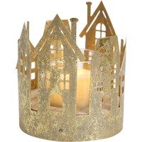 Gold Metal Village Houses Tealight