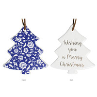 Blue Hamptons Ceramic Hanging  Tree Ornament 9cm