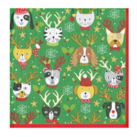 Pets in Antlers Cocktail Napkins 20pk