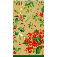 Christmas Holly Chintz Gold Buffet Napkin  15pk