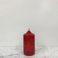 Red Gloss Star Pillar Candle 14cmH