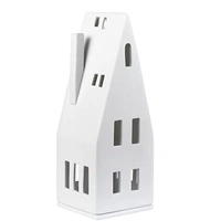 White Porcelain Steep Pitch Roof House Candle Holder 20cm