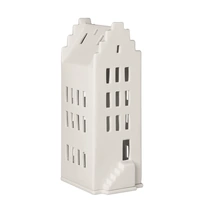 White Porcelain Gable House  Candle Holder 20m