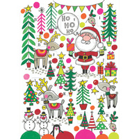 Advent Calendar Card  Santa Reindeer Trees