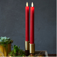 Sara Tall Scarlet LED  Dinner Candle 2pk