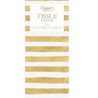 White and Gold Painted Stripe Tissue Paper