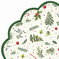Round Christmas Branches Allover Christmas Napkin Pk 12