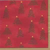Little Christmas Trees Red  Christmas Paper Serviettes