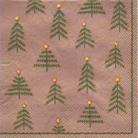 Little Christmas Trees Gold Christmas Paper Serviettes