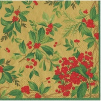 Holly Chintz Gold Christmas Paper Serviettes