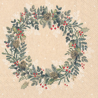 Natural Mistletoe Wreath Christmas Paper Serviette Napkins